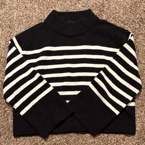 J. Crew Black and White Striped Women's Sweater